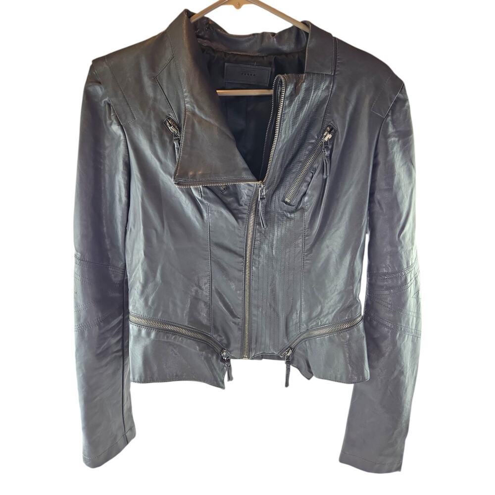 BlankNYC | Grey, Faux Leather, Moto Jacket | Size Medium